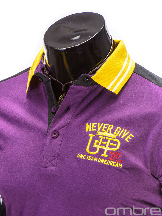 Koszulka męska polo z nadrukiem - fioletowa S508