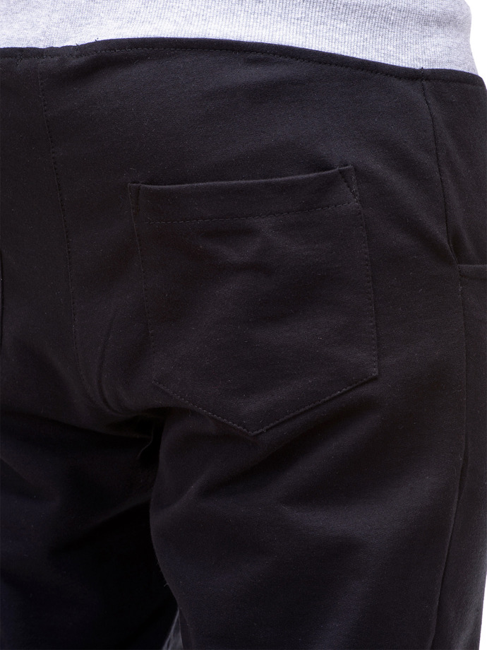 Krótkie spodenki męskie dresowe - czarno-szare P374